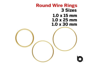 2 Pcs, 14k Gold Filled Circle infinity Rings, 3 Sizes, 18 GA, (GF-771)