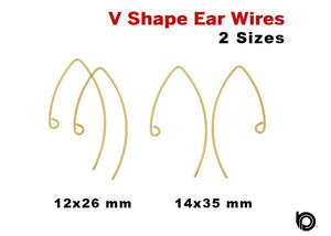 Gold Filled Ear Wires,  "V"  Shape, (GF/699)