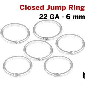 Sterling Silver 22 GA Closed Jump Rings, (SS/JR22/6)