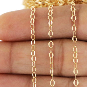 14K Gold Filled Dapped Sequin Oval Cable Chain, 4 mm, (GF-008)