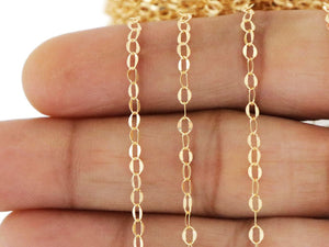 14K Gold Filled Dapped Sequin Oval Cable Chain, 4 mm, (GF-008)