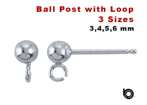 Sterling silver Ball Post Earrings w/Ring, 4 Sizes  (SS/745)