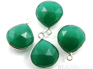 Green Onyx Faceted Heart Bezel, (SSBZ6077) - Beadspoint