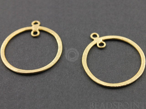 Gold Vermeil  Brushed Round Earrings Component ,1 Pair,(VM/6627/25) - Beadspoint