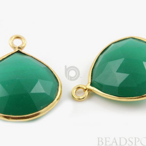 Green Onyx Heart Shape Bezel, 22 mm, ( BZC7026) - Beadspoint