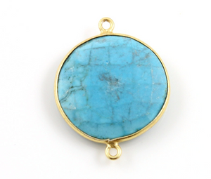 Turquoise Faceted Coin Connector, (BZCT8106) - Beadspoint
