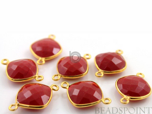 Red Onyx Faceted Cushion Connector, (BZC3039) - Beadspoint