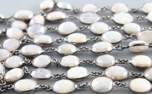 Mystic Moonstone Faceted Oval Chain,(BC-MNS-18) - Beadspoint