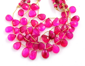 Fuschia Chalcedony Faceted Pear, (FUSC/11x15/PEAR) - Beadspoint