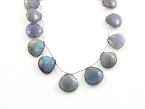 Blue Flashes Labradorite Faceted Heart Briolettes Beads, (LAB19HRT) - Beadspoint