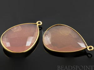 Sand Chalcedony Faceted Pear Shape Bezel, Gold Vermeil, 22x30mm (BZC7301) - Beadspoint