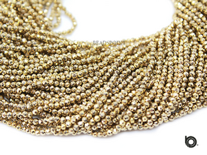 Gold Pyrite Micro Faceted Rondelle Beads, (GPYRT-2.5-FRNDL) - Beadspoint