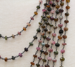 Tourmaline Faceted Rondelle Beads, (RS-TML-108) - Beadspoint