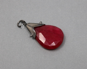 Handcrafted Ruby Gem Drop in Sterling Silver (GBD-019) - Beadspoint