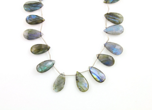Blue Flashes Labradorite Faceted Pear Briolettes Beads, (LAB20x15PR) - Beadspoint