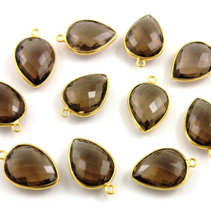 Smokey Quartz Faceted Pear Bezel. (BZC6900-A) - Beadspoint