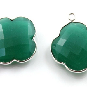 Green Onyx Faceted Clover Bezel,(SSBZC8016) - Beadspoint