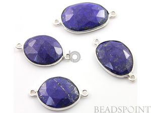 Lapis Lazuli Faceted Oval Connector, (SSLAP001-A) - Beadspoint