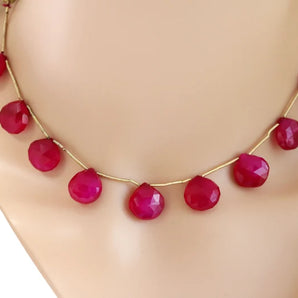 Fuchsia Pink Chalcedony Faceted Heart Drops, 12-13 mm, Rich Color, Chalcedony Gemstone Beads, (CLFP-HRT-12-13)(151)