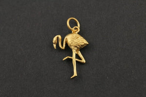 24K Gold Vermeil Over Sterling Silver Flamingo Charm-- VM/CH7/CR47 - Beadspoint