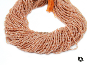 Peach Moonstone Micro Faceted Rondelle Beads, (PMNS-2.5-FRNDL) - Beadspoint
