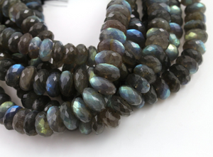 Grey Labradorite Large Faceted Rondelles Beads, (LAB/14mm/RND) - Beadspoint