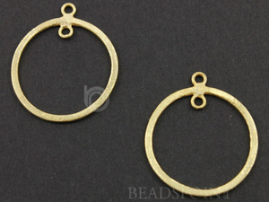 Gold Vermeil Brushed Round Earrings Component, 1 Pair(VM/6627/20) - Beadspoint