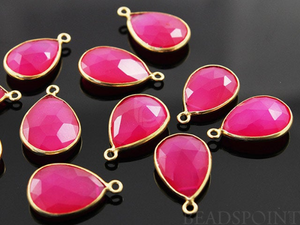 Hot Pink Chalcedony Faceted Pear Bezel, (BZC7392-C) - Beadspoint