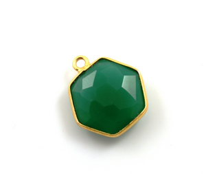 Green Onyx Faceted Modern Hexagon Bezel, (BZC9025/GNX/MD) - Beadspoint