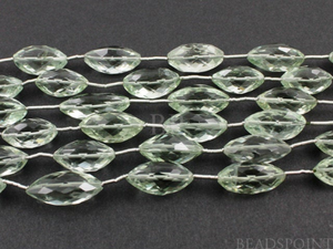 Green Amethyst Faceted Oblong Oval Bead,4 Pieces, (4GAMoblong) - Beadspoint