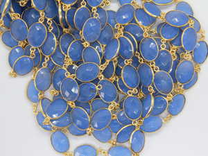 Blue Chalcedony Faceted Oval Chain, (GMC-BCL-12X14) - Beadspoint