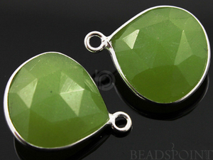 Apple Green Chalcedony Faceted Heart Bezel (SSBZ6075) - Beadspoint