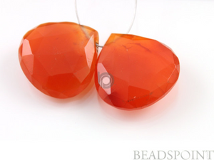 Carnelian Micro Faceted Heart Drops, (CRN20x20PR) - Beadspoint