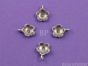 3 Pieces, Hill Tribe Karen Concave Flower Charm, (8139-TH) - Beadspoint