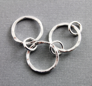 Sterling Silver Hammered Rings Connector, ( SS/906/10) - Beadspoint
