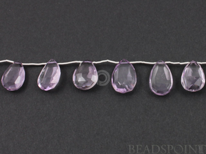 Pink Amethyst Flat Faceted Pear Shape Beads, (4PAM9x11-10x16PEAR) - Beadspoint
