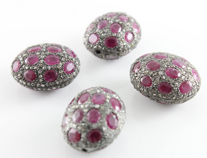 Pave Diamond and Ruby Bead, (DF/BD216/RB) - Beadspoint