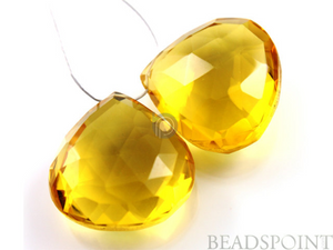 Honey Topaz Faceted Small Heart Drops, 1 Pair, (HT20x20PR) - Beadspoint