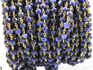 Sapphire Faceted Roundels Wire Wrapped Rosary, (RS-SAP-84) - Beadspoint