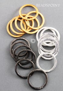 Brushed Soldered Flat Rings Circles,5 Sizes, (6592) - Beadspoint
