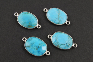 Turquoise Faceted Oval Connector,(BZCT8103) - Beadspoint