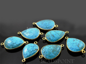 Turquoise Faceted Pear Shape Connector , (BZC7110) - Beadspoint