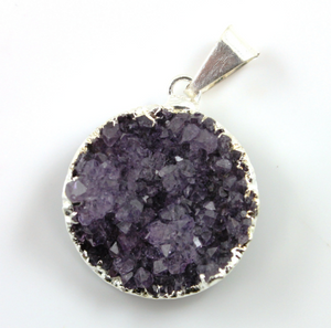 Druzy Electroplated Round Pendant,(SS-DZY/RND/312) - Beadspoint