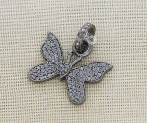 Pave Diamond  Butterfly Charm, (DCH-140) - Beadspoint