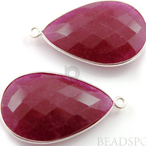 Dyed Ruby Faceted Pear Bezel, (SSBZC7313) - Beadspoint