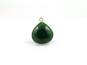 Dyed Emerald Faceted Heart Bezel, (BZC6069) - Beadspoint