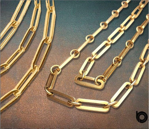 Sterling Silver Vermeil Paperclip chain, w/ 1 Micron Gold, 11 x 5 mm, (SS-182-SM) - Beadspoint
