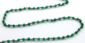 Green Onyx Wire Wrapped Rosary,(RS-GNX-36) - Beadspoint