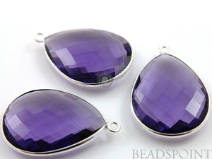 Purple Amethyst Sterling Silver Pear Bezel, (SSBZ7093) - Beadspoint