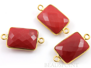 Red Onyx Faceted Chicklet Connector,  (BZC7463) - Beadspoint